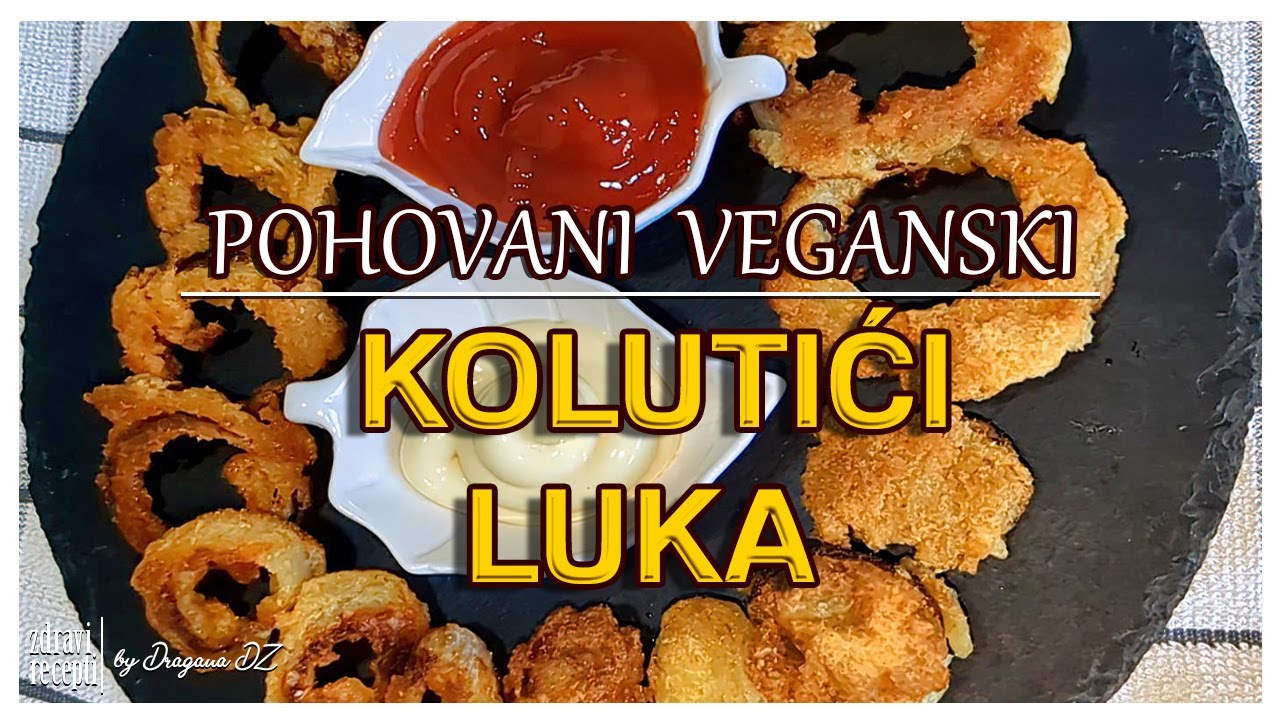 POHOVANI KOLUTIĆI LUKA/ ONION RINGS sa neobičnom i jeftinom zamenom za jaja, vegan