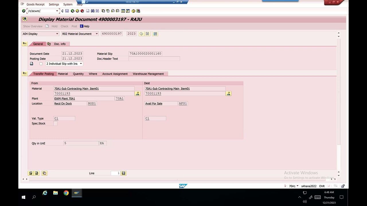 How to perform Subcontracting process in EWM  basic Scenario4