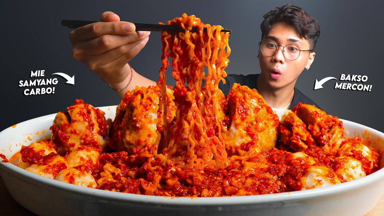 CARI M4TI!! MUKBANG BAKSO JUMBO + MIE SAMYANG KUAH CABE MERCON!! PERUT GAK AMAN!!🥵