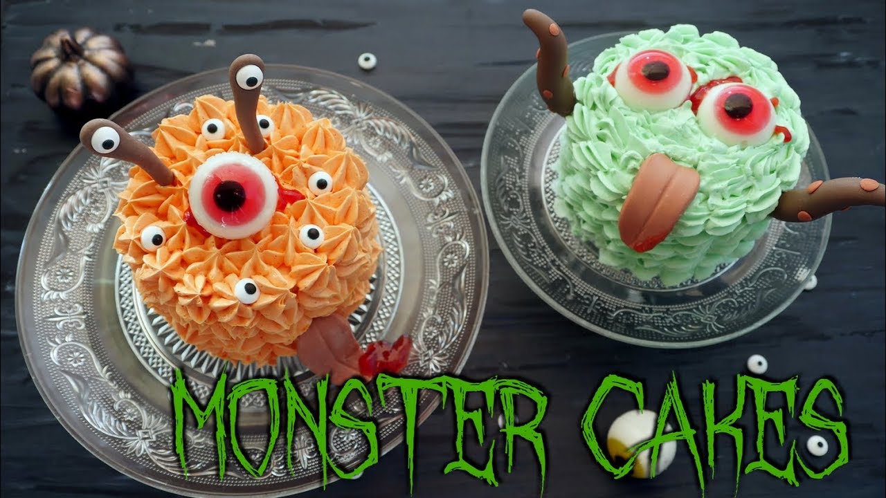 HALLOWEEN MONSTER TÖRTCHEN | kleine Halloween Rezepte Nachtisch [Monster Torte selber machen]