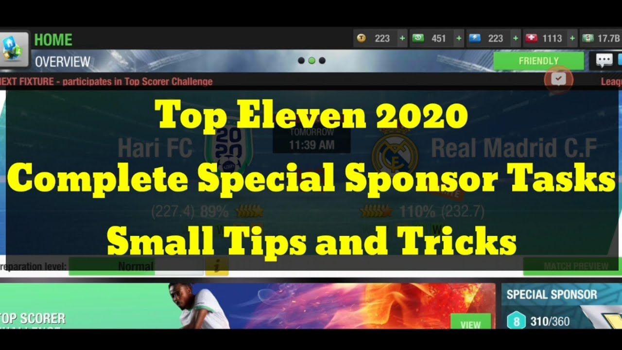Top Eleven 2020 | Tips and Tricks to complete the Special Sponsor Event Tasks | 500 Subs Special |