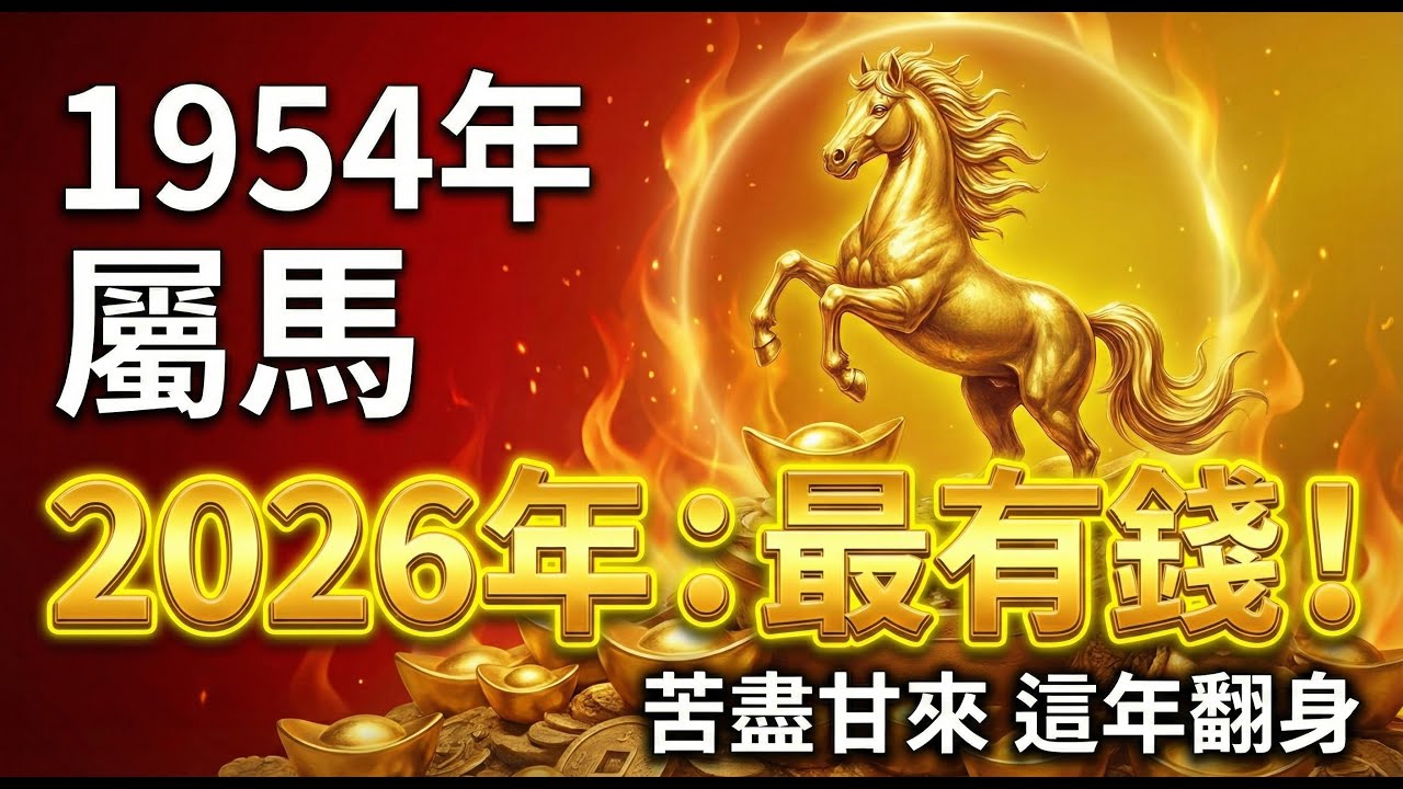 1954年屬馬人，72歲有坎？錯！這是「千里駿馬」變「金馬」！2026年最有錢的就是你！#1954年屬馬 #屬馬2026運勢 #屬馬 #生肖馬運勢 #生肖馬 #甲午馬 #丙午馬年 #2026年生肖馬