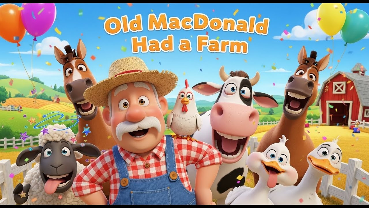Old MacDonald Had a Farm - Learn Animals (Cow, Duck & Sheep)