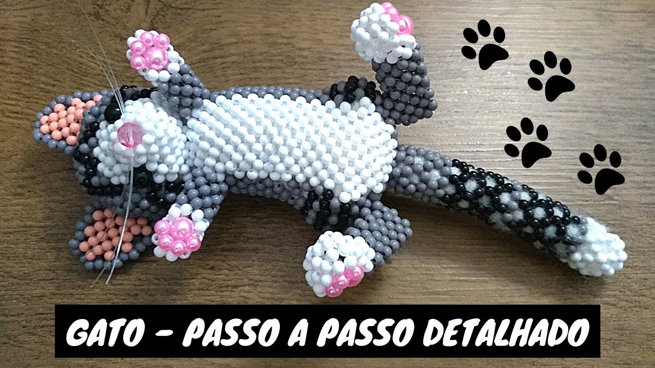 Gato de Miçangas - Parte 6 - Cauda e Bigode / Beaded Cat