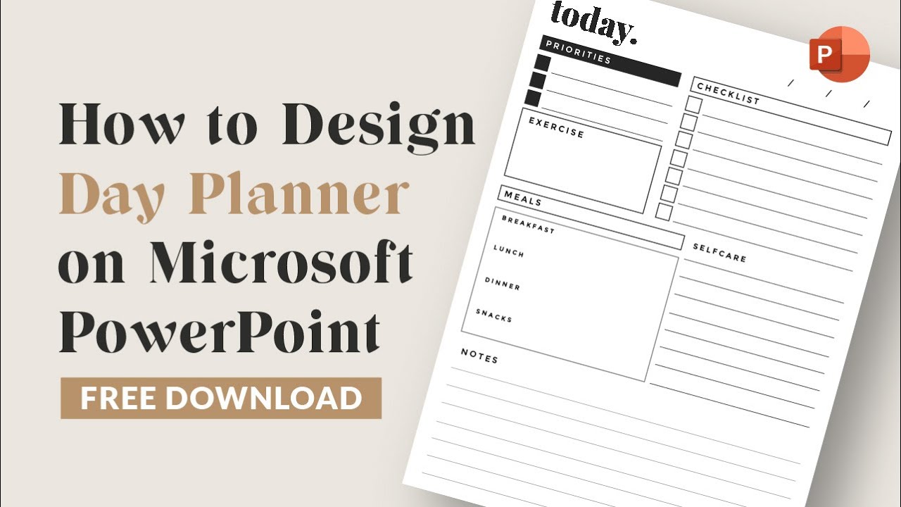How to design minimalistic day planner on Microsoft PowerPoint | DIY printable | Free Download