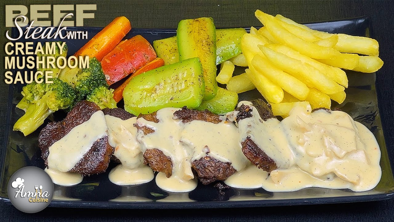 The Secret to Perfect BEEF STEAK 🥩 with Creamy Mushroom SAUCE | Amna Cuisine
