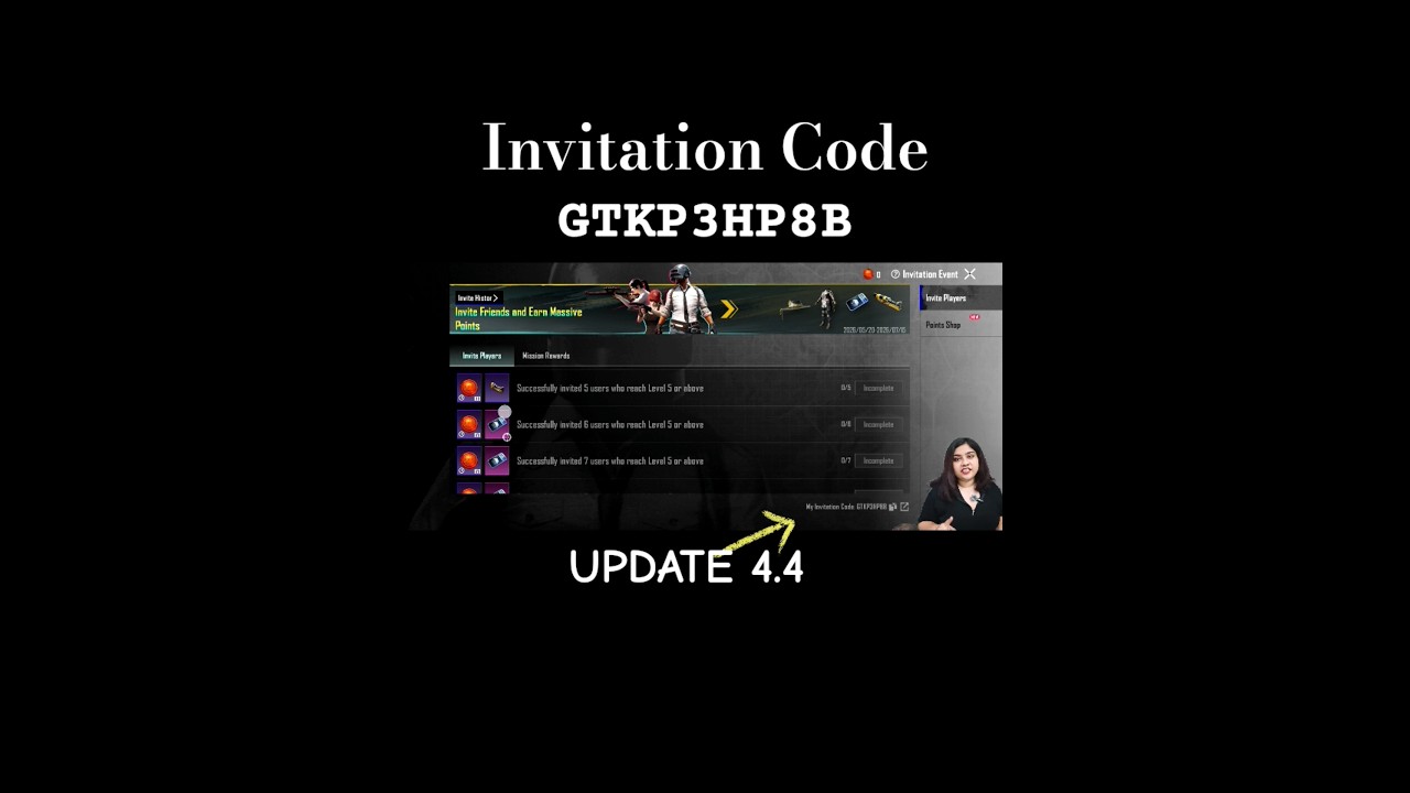 INVITATION EVENT UPDATE 4.4 BGMI | USE MY CODE GTKP3HP8B | #bgmi #bgmishorts #shortsfeed #update
