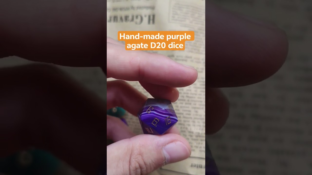 Hand-made purple agate D20 dice!#d20dice #tabletopduo #d20dice #dnddiceset #roleplayinggame #dnd
