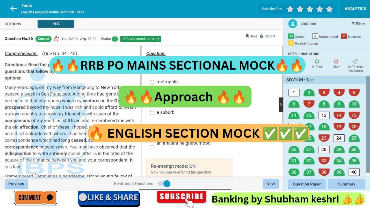 RRB PO MAINS Sectional Mock Test 2025 | Full Practice | New Pattern Questions | #rrbpo #rrbpomains 