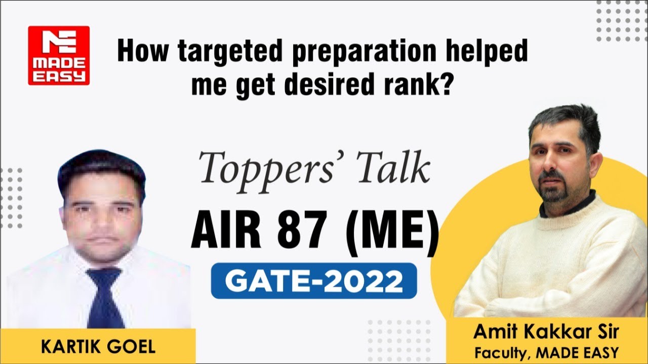 GATE 2022 Topper | Mechanical Engineering | Kartik Goel | AIR-87 | Toppers' Talk | MADE EASY Student