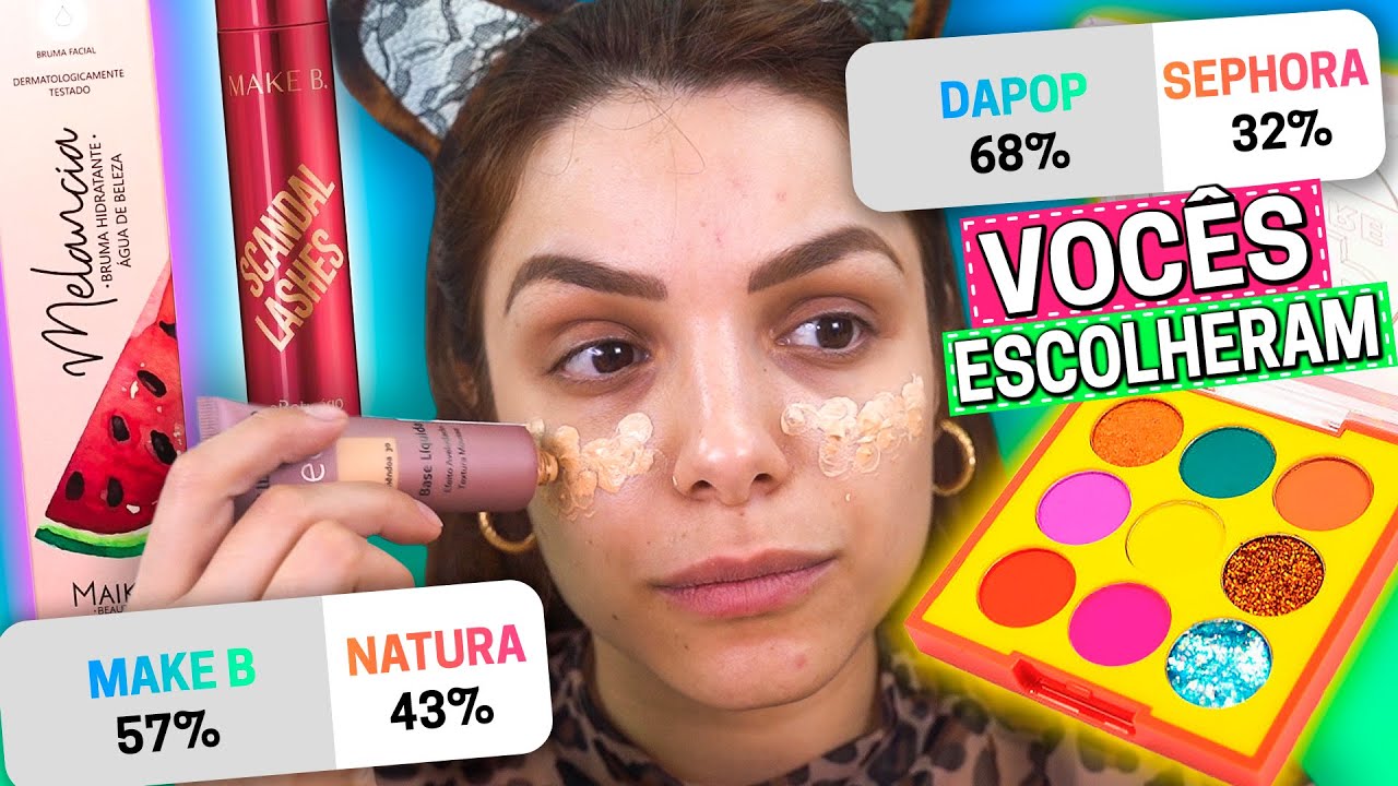TESTANDO as MAKES que VOCÊS ESCOLHERAM! DAPOP, BOTICÁRIO, MAIKA BEAUTY
