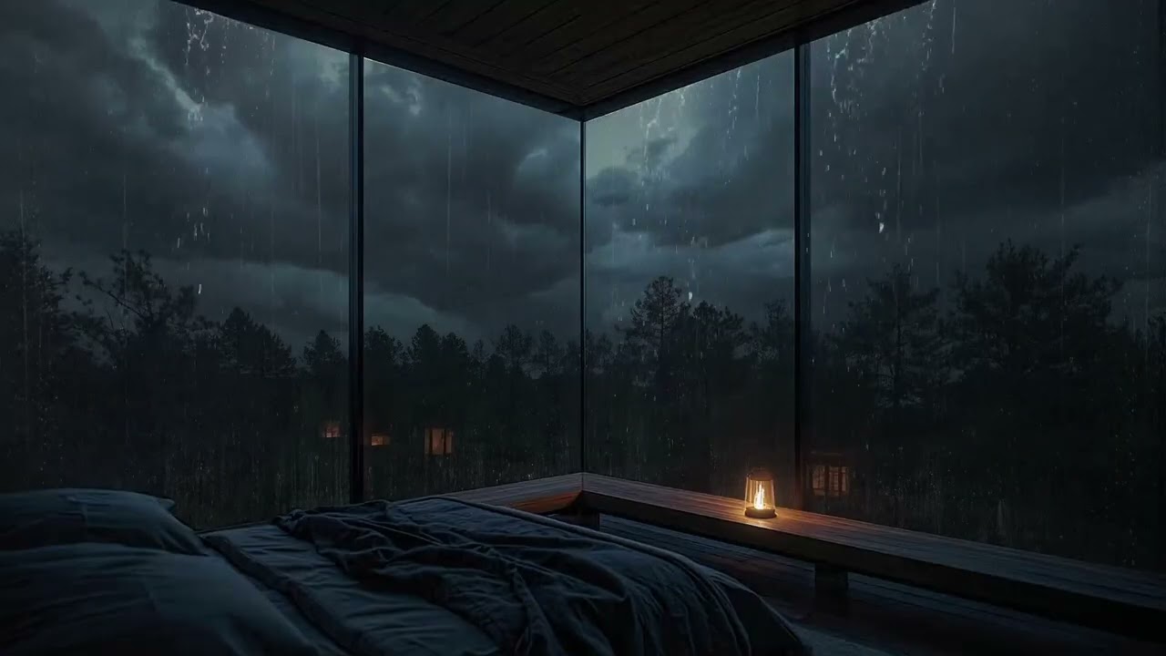Heavy Rain on Window for Deep Sleep | No Talking Sleep Sounds