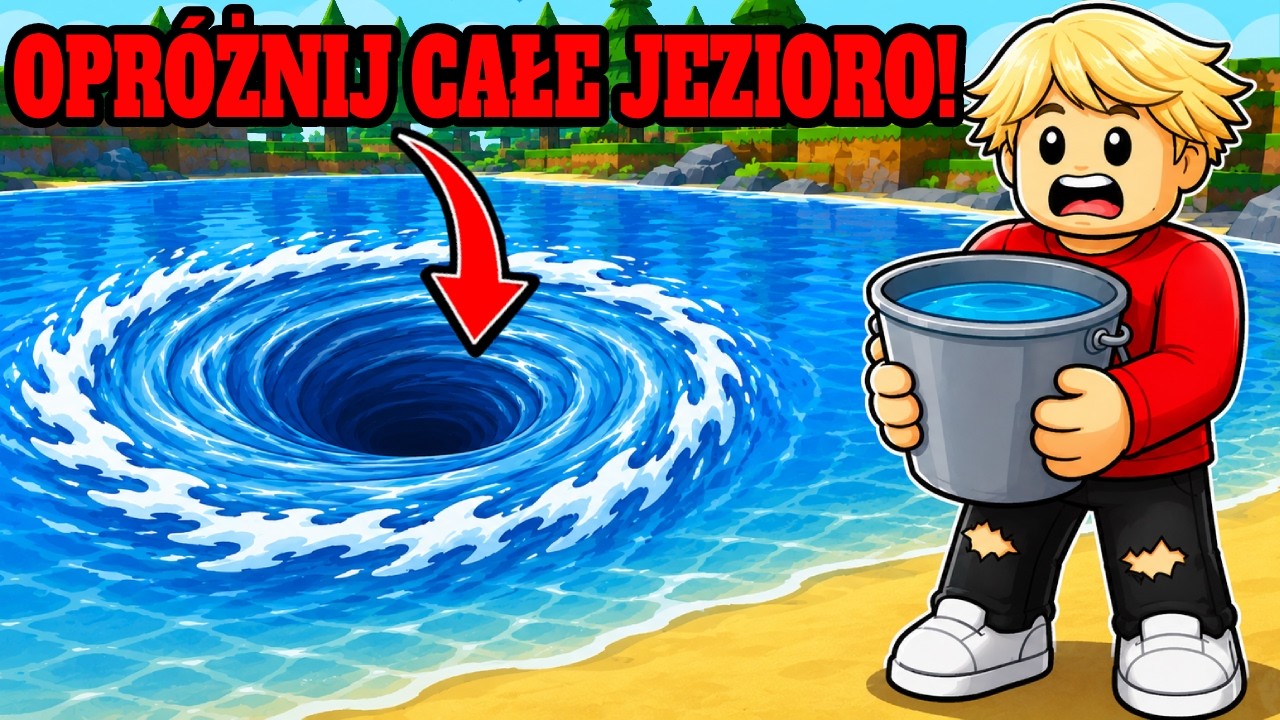 OPR&Oacute;ŻNIŁEM CAŁE JEZIORO WIADERKIEM🪣🌊 w Roblox!