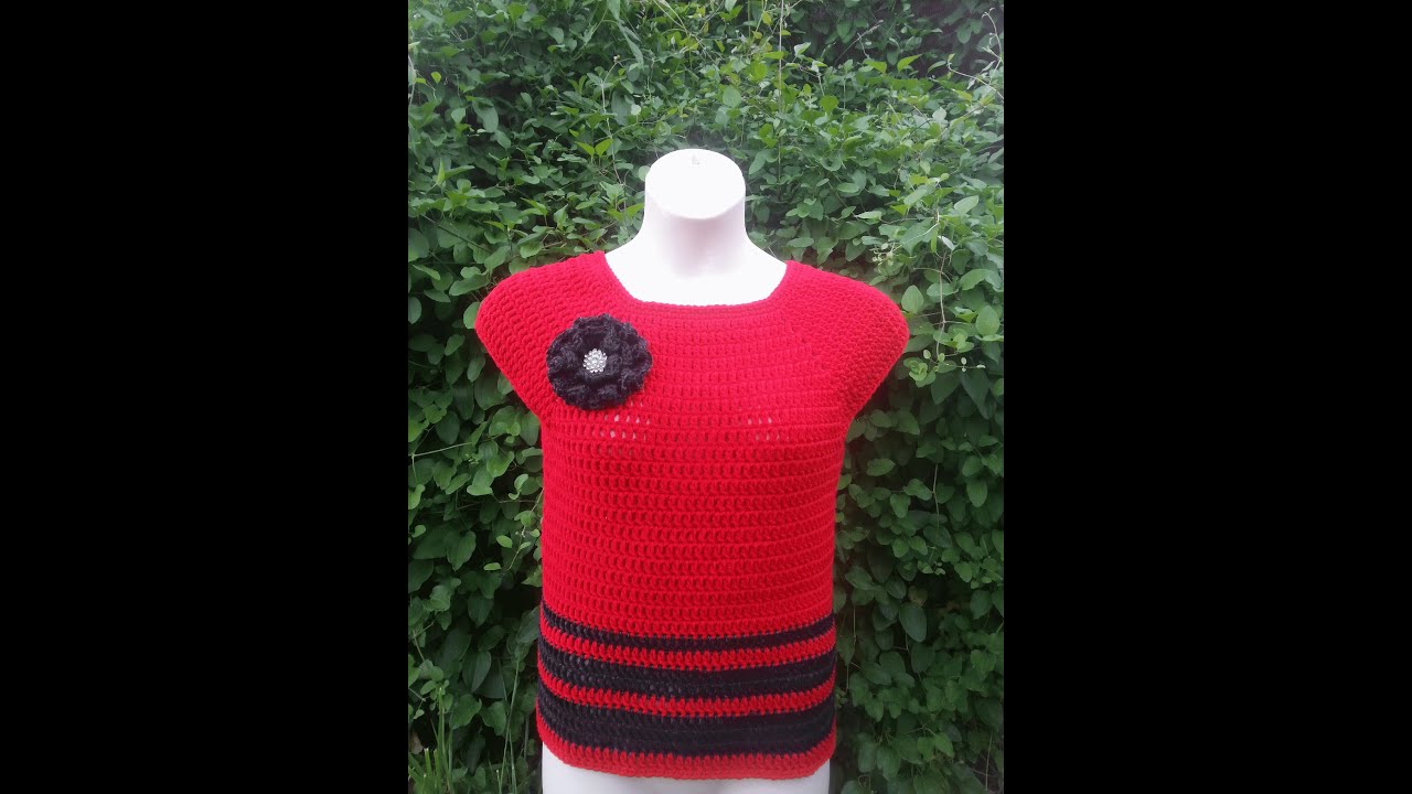 How to Crochet Womens L/XL Top Blouse Shirt TUTORIAL 