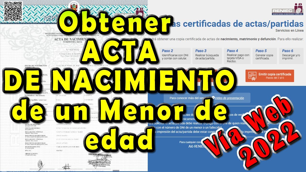 Copia Certificada de Acta de Nacimiento Via Internet 2022 de un menor de edad