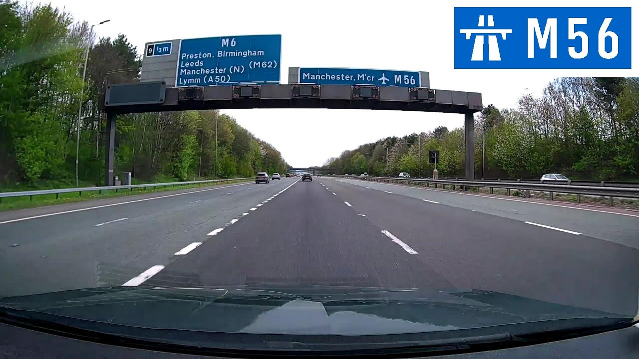M56 Motorway - J10 (A49 Warrington) to J9 (M56/A50 Lymm)