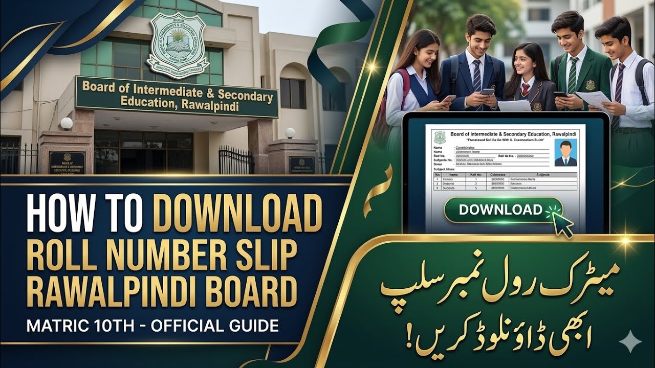 10th Class Roll Number Slip 2026 Rawalpindi Board | How to Download BISE Rawalpindi Matric Slip