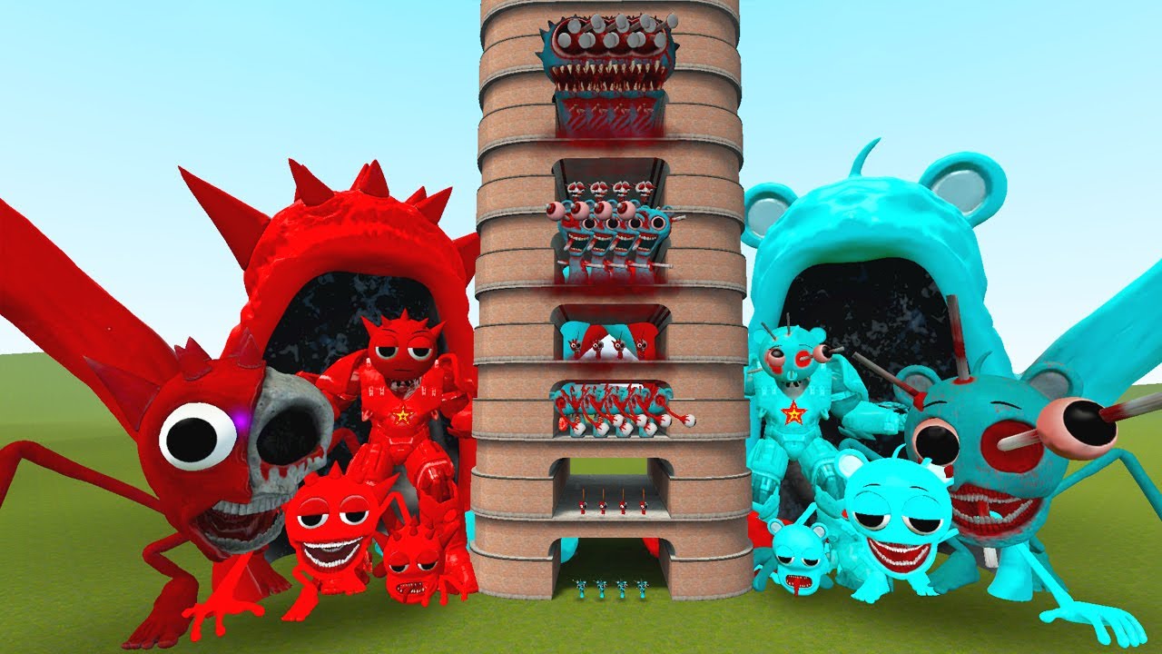 TALLGRASS LITTLE TO BIG ALL SPRUNKI RADDY VS ALL SKY BLUE SPRUNKI FAMILY ФАЗА 1 - 10 в Gmod !!