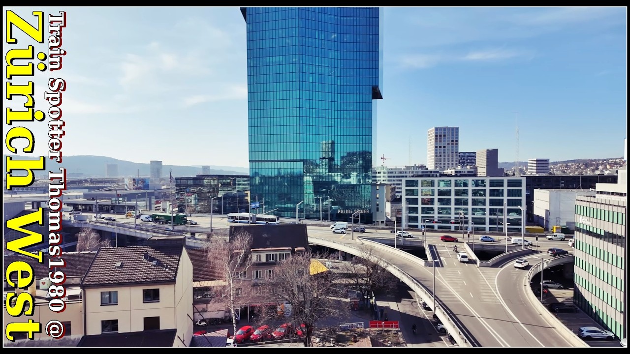 Züge filmen vom Freitag Tower (Containerturm) bei Zürich West