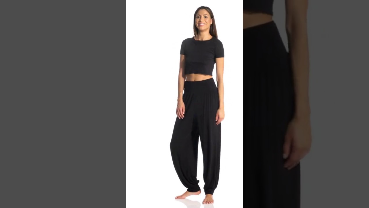 Funky Yoga Namaste Basics Viscose Harem Long Pants | SwimOutlet.com