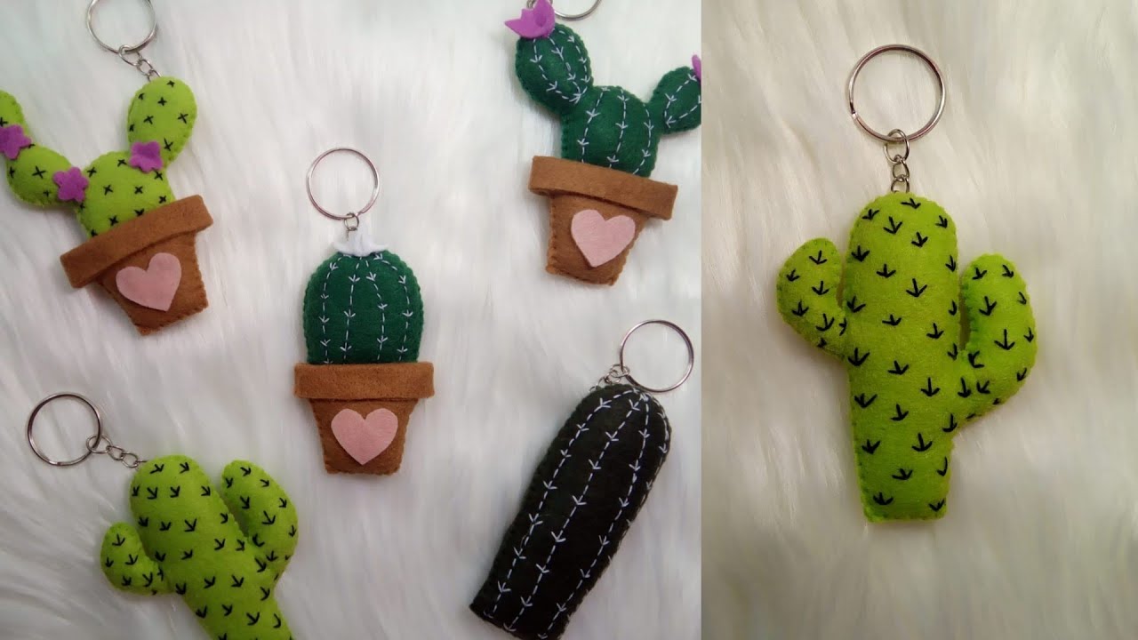 IDEIA PARA RENDA EXTRA - Chaveiro cacto em feltro | DIY