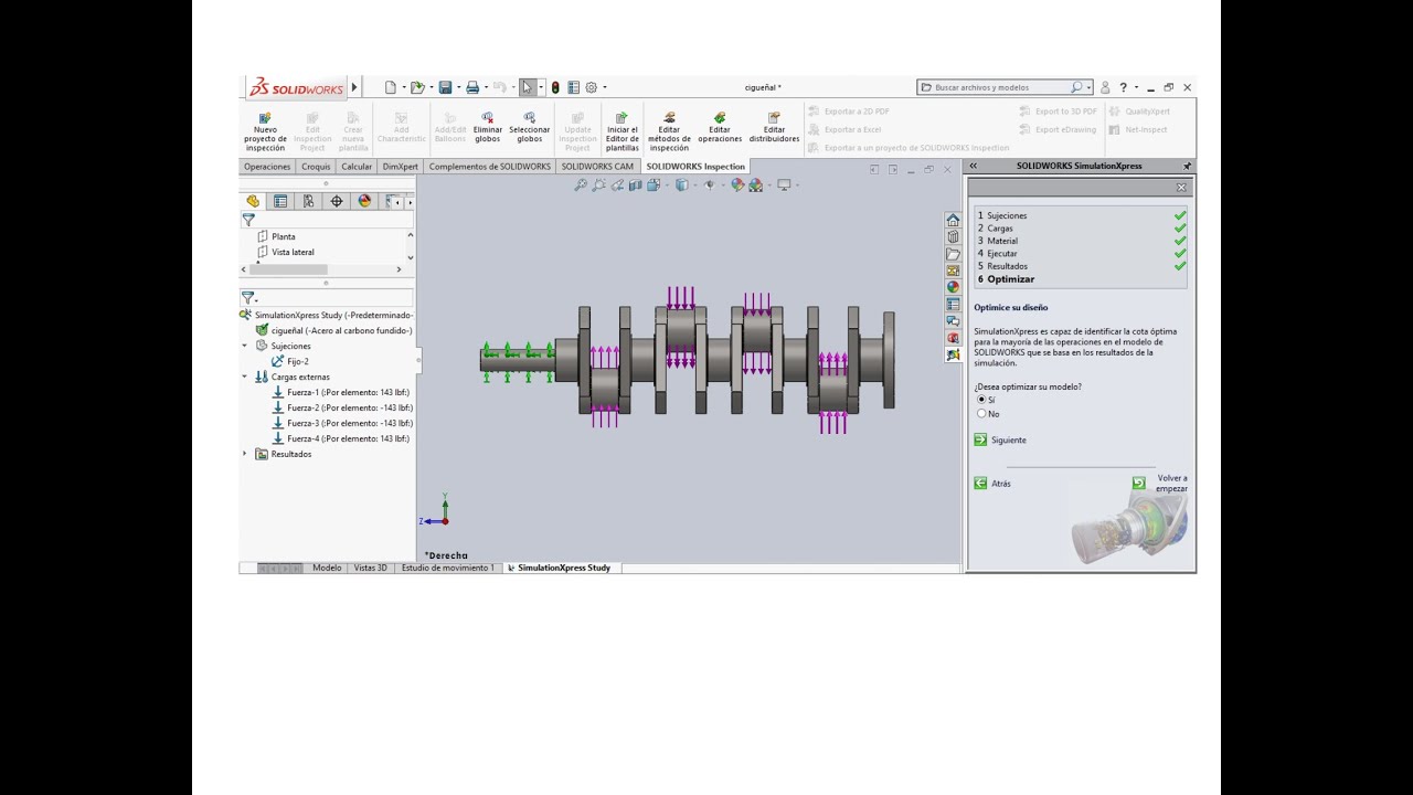 ANÁLISIS DINÁMICO DE UN CIGÜEÑAL SOLIDWORKS 2018