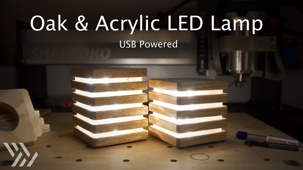 USB-Powered Oak & Acrylic LED Lamp - Project #117 [CNC]