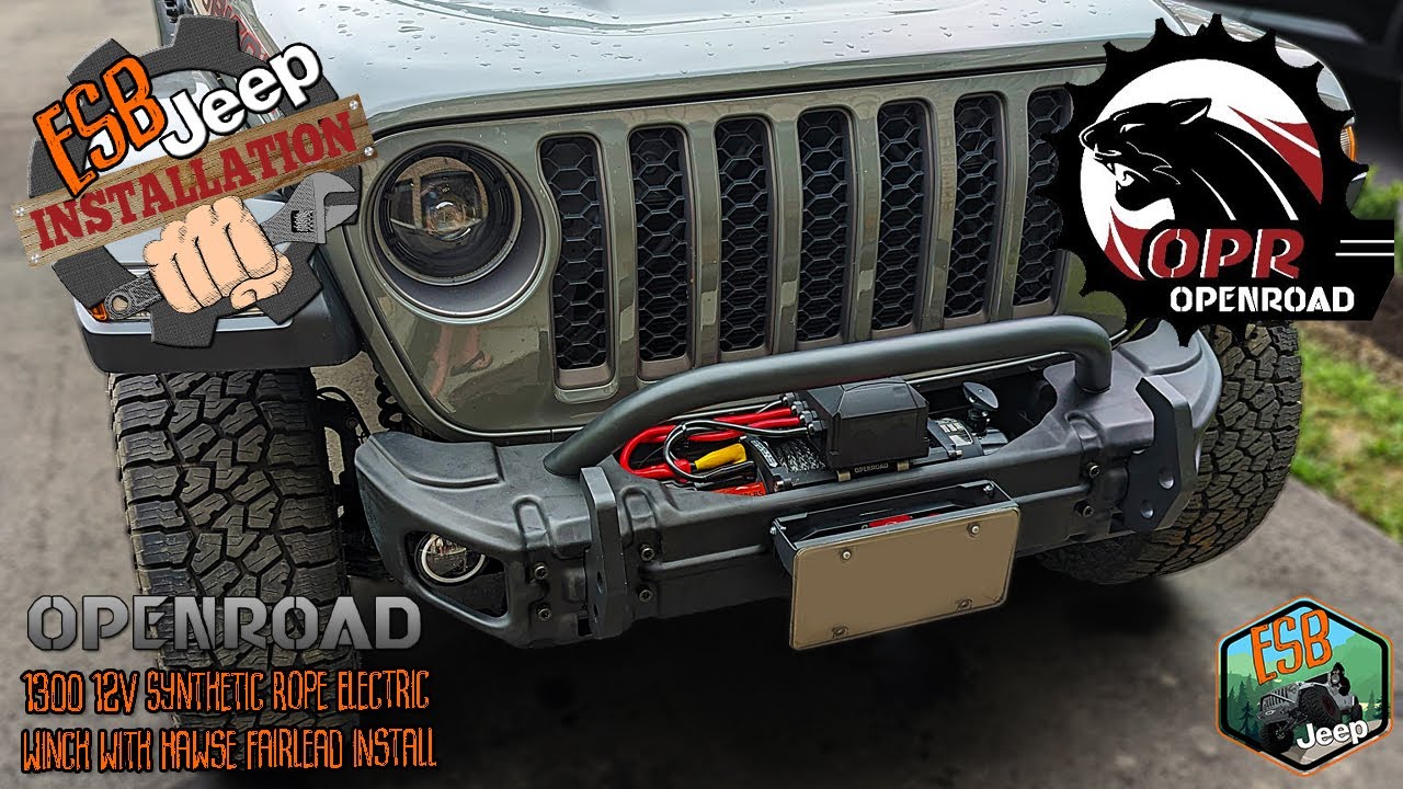 Openroad 13,000lbs Black 12V Electric Synthetic Rope Winch Install