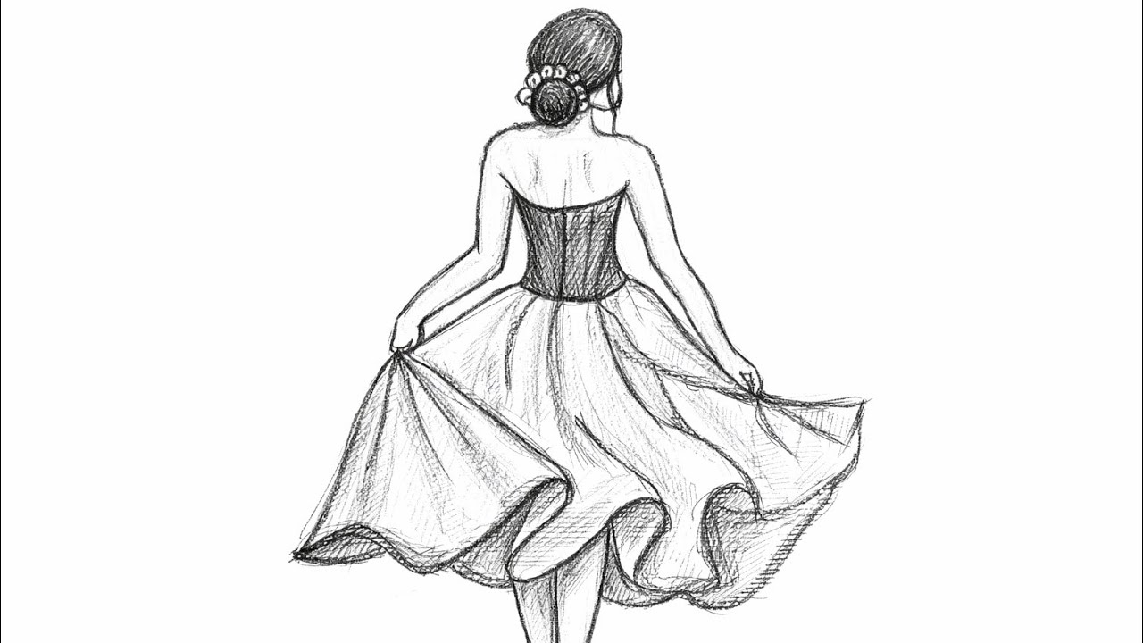 How to draw girl in beautiful dress || easy drawing for beginners || step by step || @Animagic-13 
