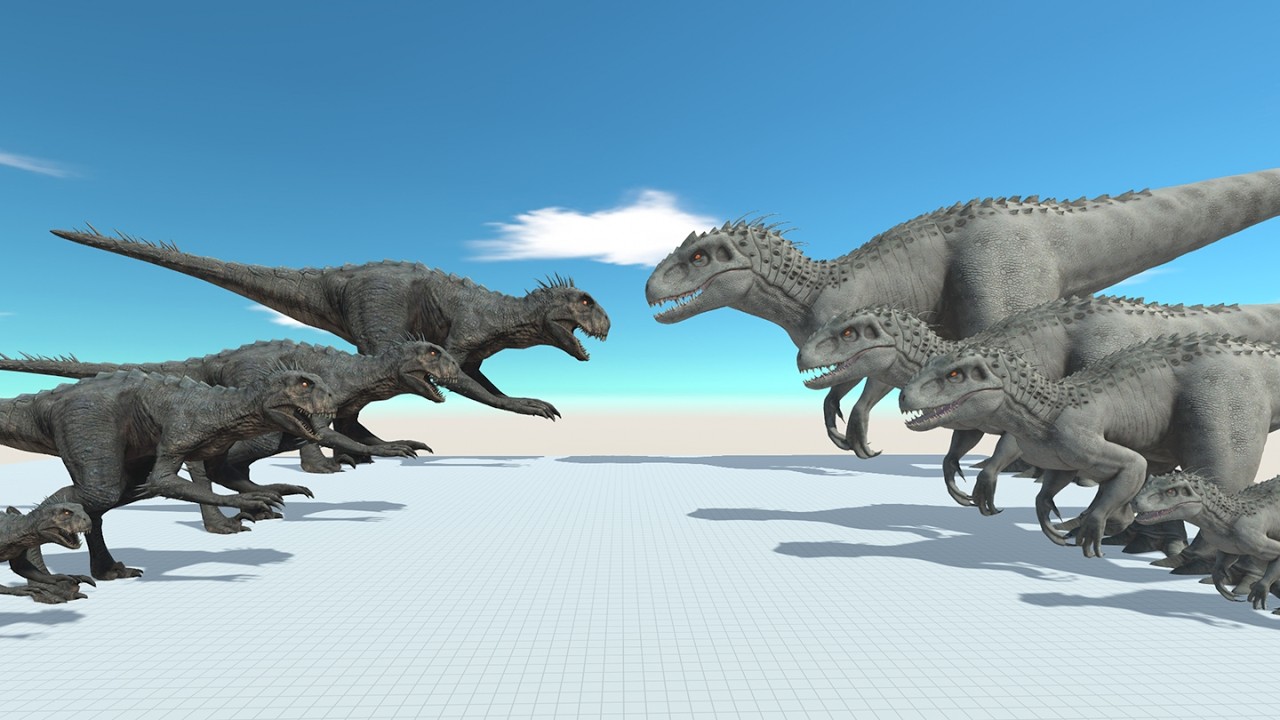 Does Size Equal Strength? Indominus Rex vs Scorpius Rex Showdown in Animal Revolt Battle Simulator