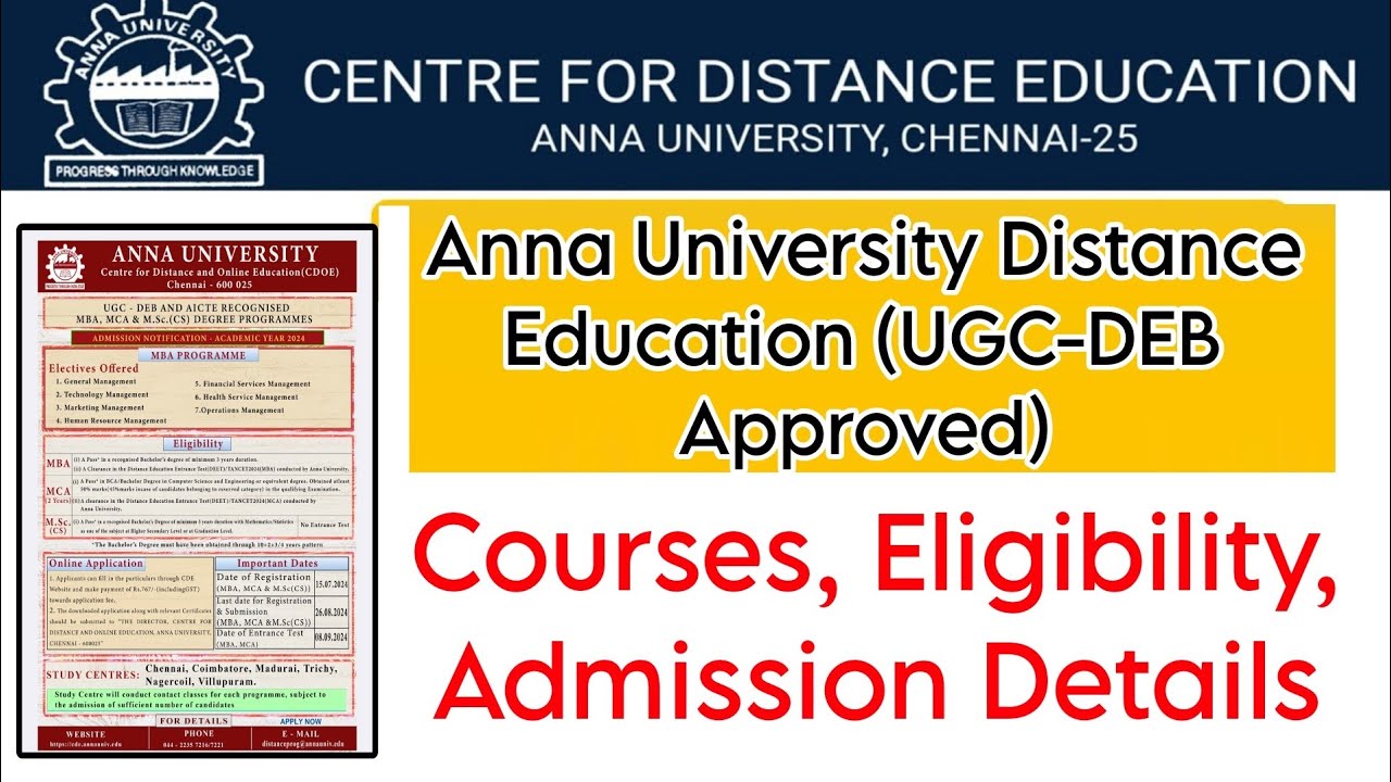 Anna University Distance And Online Education AY 2024 Admission Opened 👍