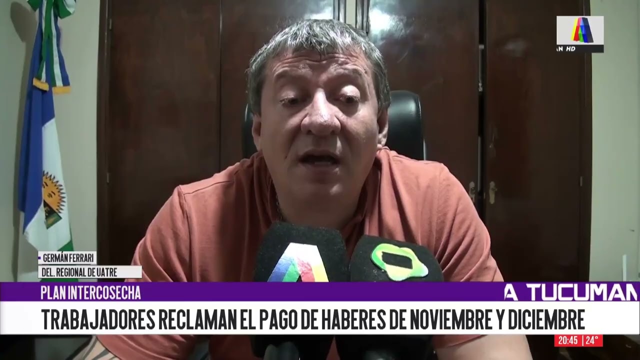 UATRE reclama el pago de haberes de noviembre y diciembre del plan Intercosecha
