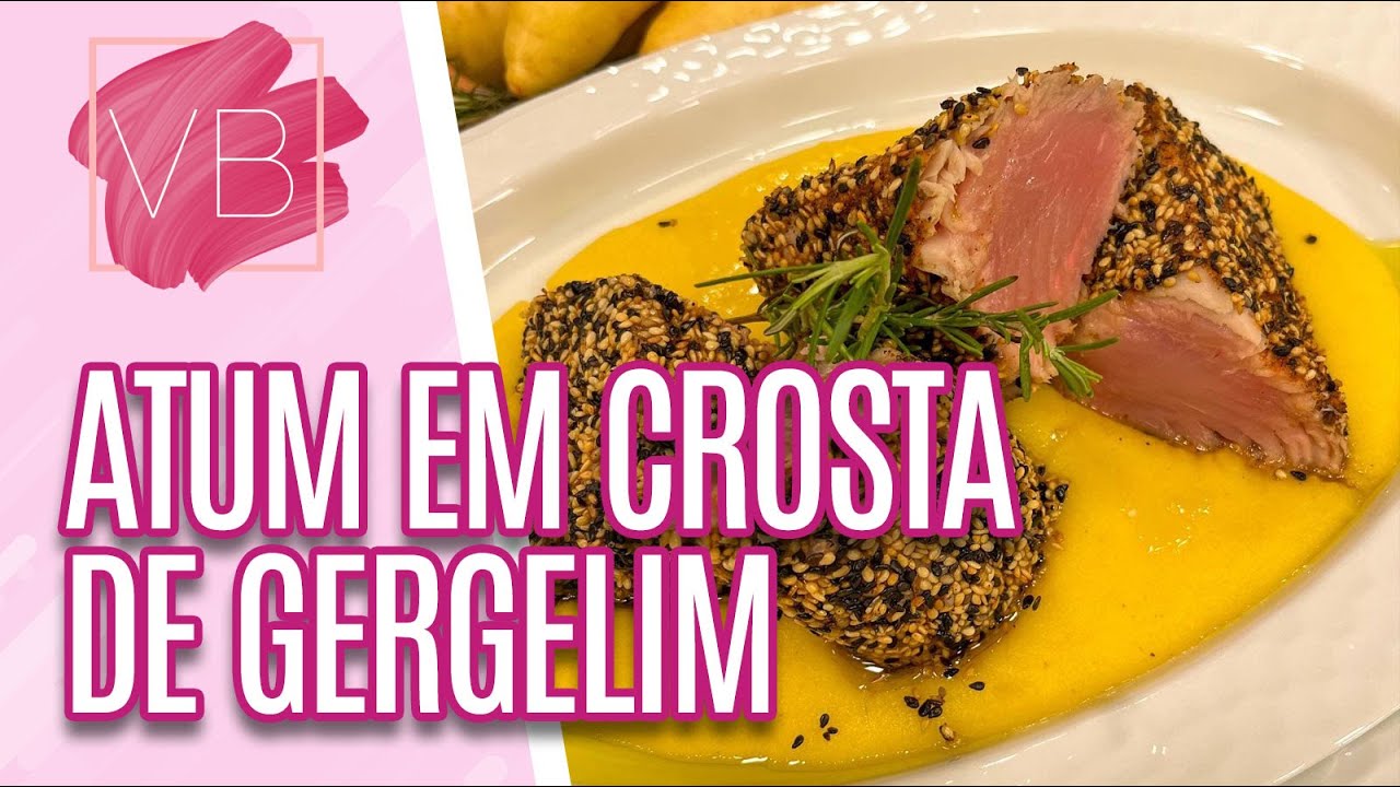 Atum em crosta de gergelim com purê de mandioquinha e wasabi - Você Bonita (06/05/2022)