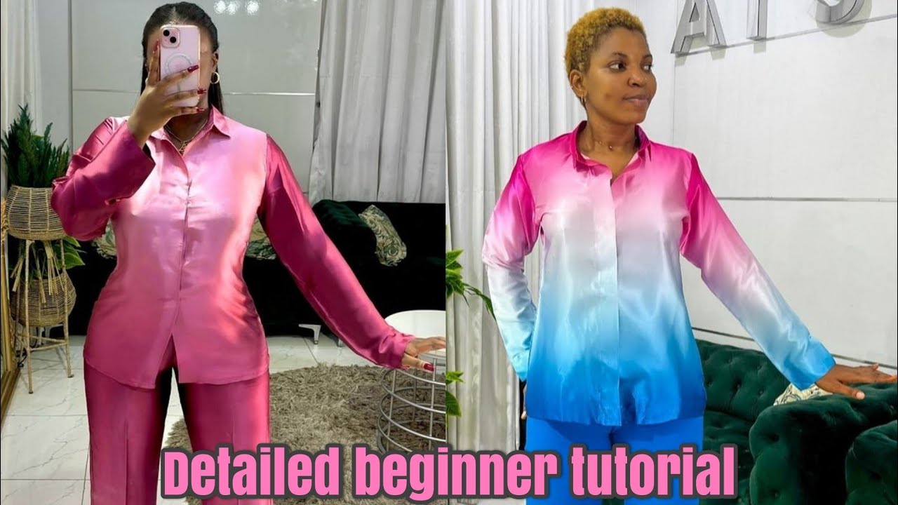 How To Cut and SEW A Buttonless vintage shirt. Step By Step. Beginner tutorial.