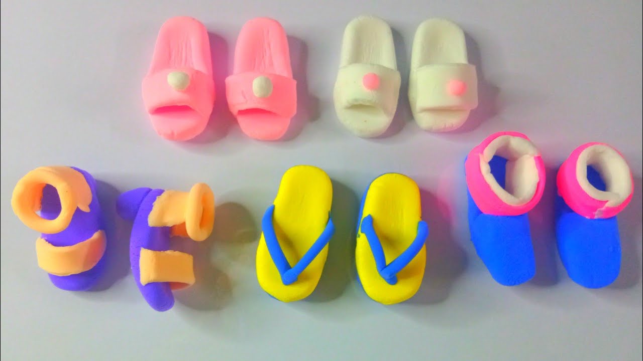 DIY How to Make Polymer Clay Miniature Doll Shoes | DIY Miniature Footwear #Claynaz #Polymerclay