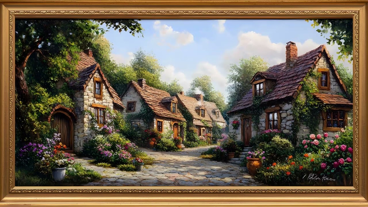 Old English Village Frame TV Art | Irish Countryside Screensaver Background For Your TV☘️🌷