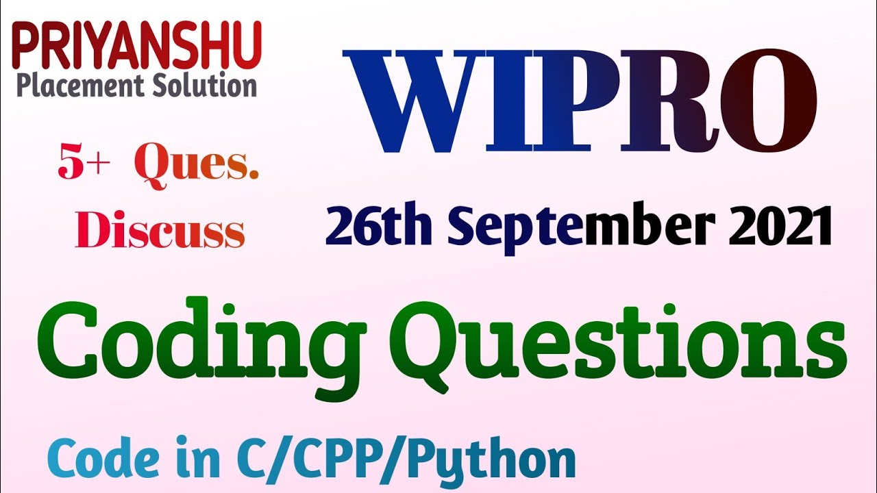 Wipro Coding Questions asked in 26th September with Solution | Wipro Programming Questions | Wipro
