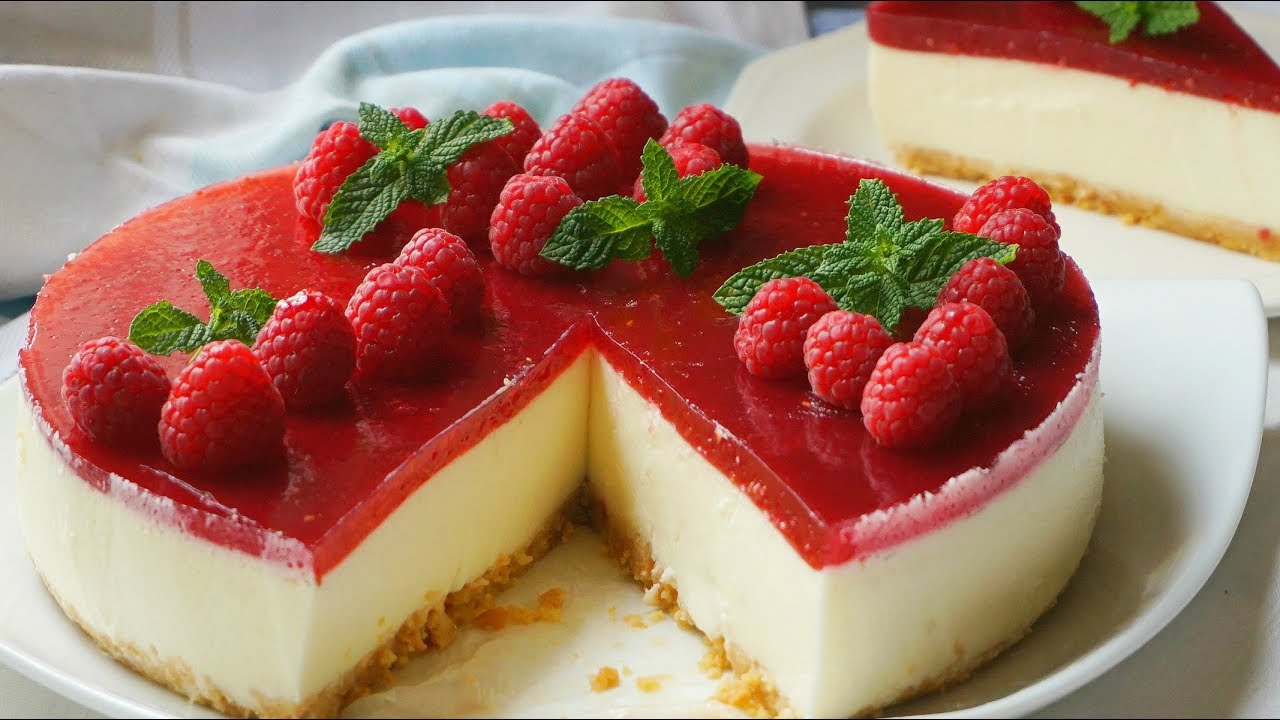 Tarta de queso SIN HORNO con mermelada (fácil y rápida)