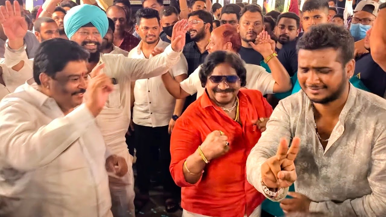 Rahul Sipligung & Amberpet Shanker Anna Dance with Chinna Srisailam Yadav Anna at Ganesh Nimajjanam