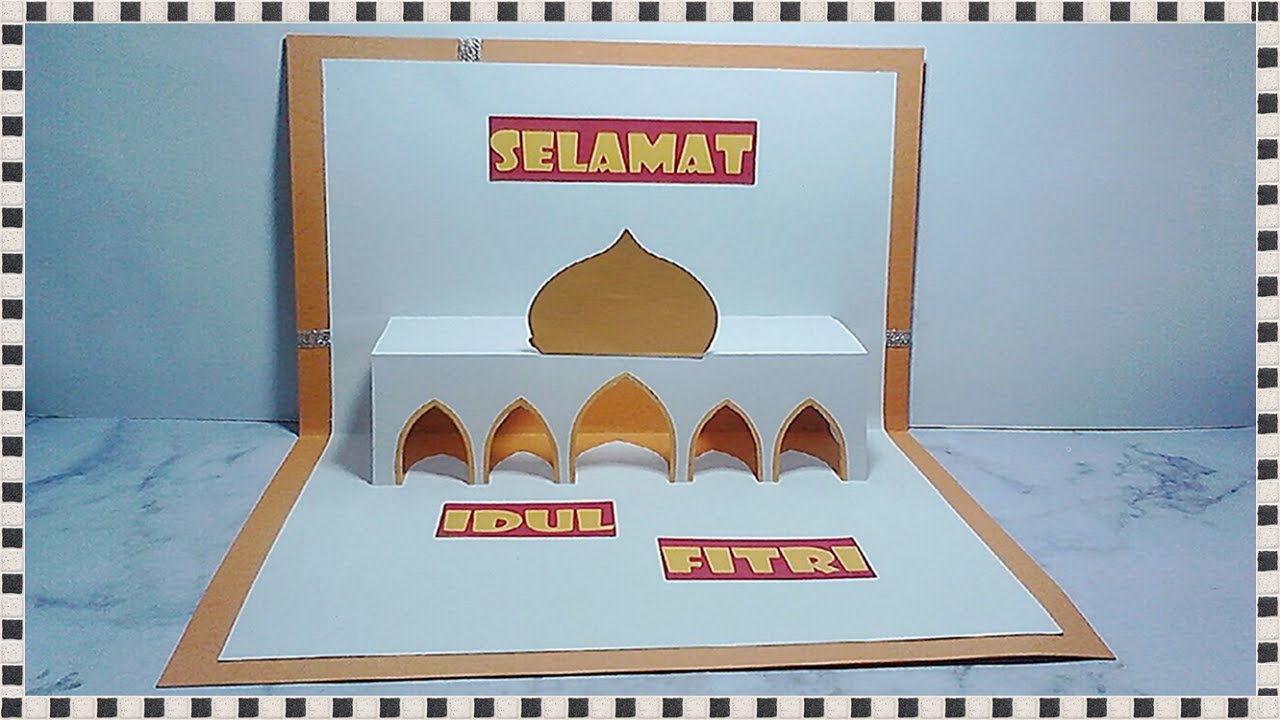 KARTU LEBARAN BENTUK MASJID DARI KERTAS