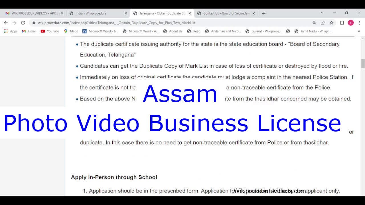 Assam - Obtain License (Register) Online for Photography and Videography Business