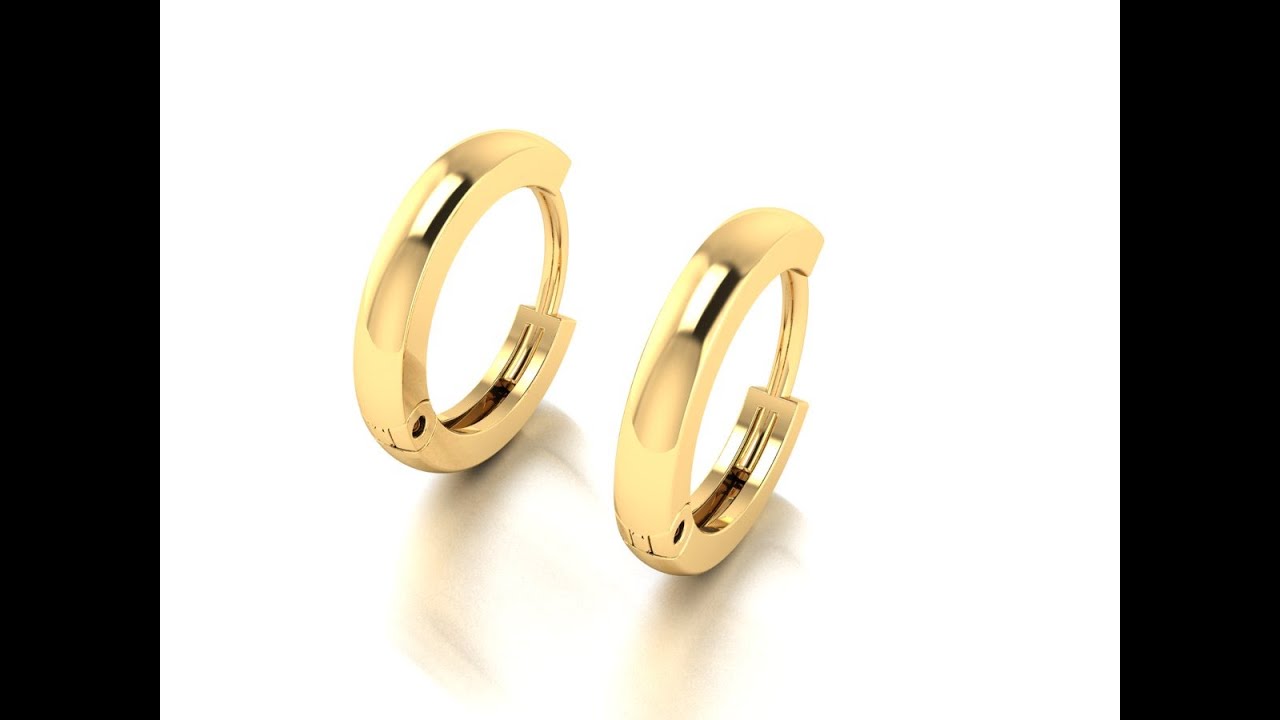 Hướng dẫn vẽ 3D bông tai khoen tròn - Huggie Earrings - Có lời giảng chi tiết