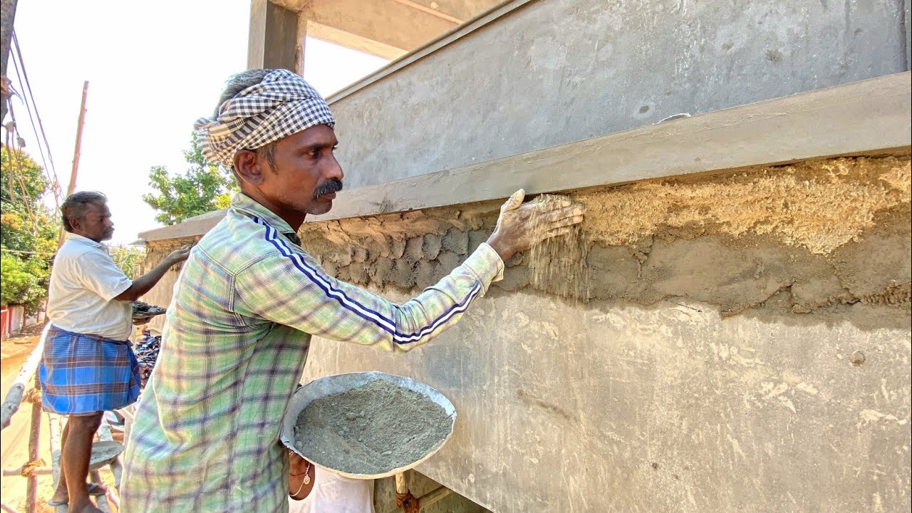 Techniques of Drop Wall Elevation Border Plastering|1st Floor Elevation Design Plaster|Wall Border