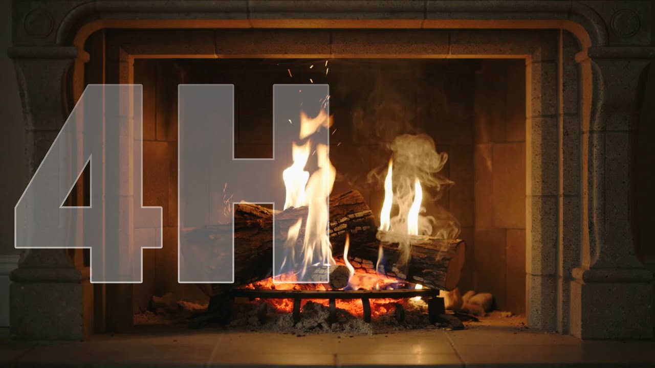 Fireplace Sound with Crackling Fire 4h (No Talking) 🔥 잠 안 올 때 듣는 타닥타닥 벽난로 장작 소리 4시간