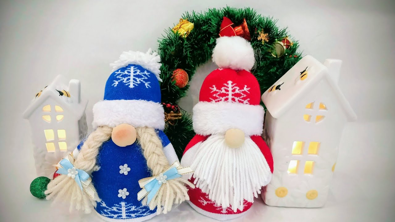 #diycrafts#.Master class gnome# Make your own gnome and sock# Christmas gnome#home decor#