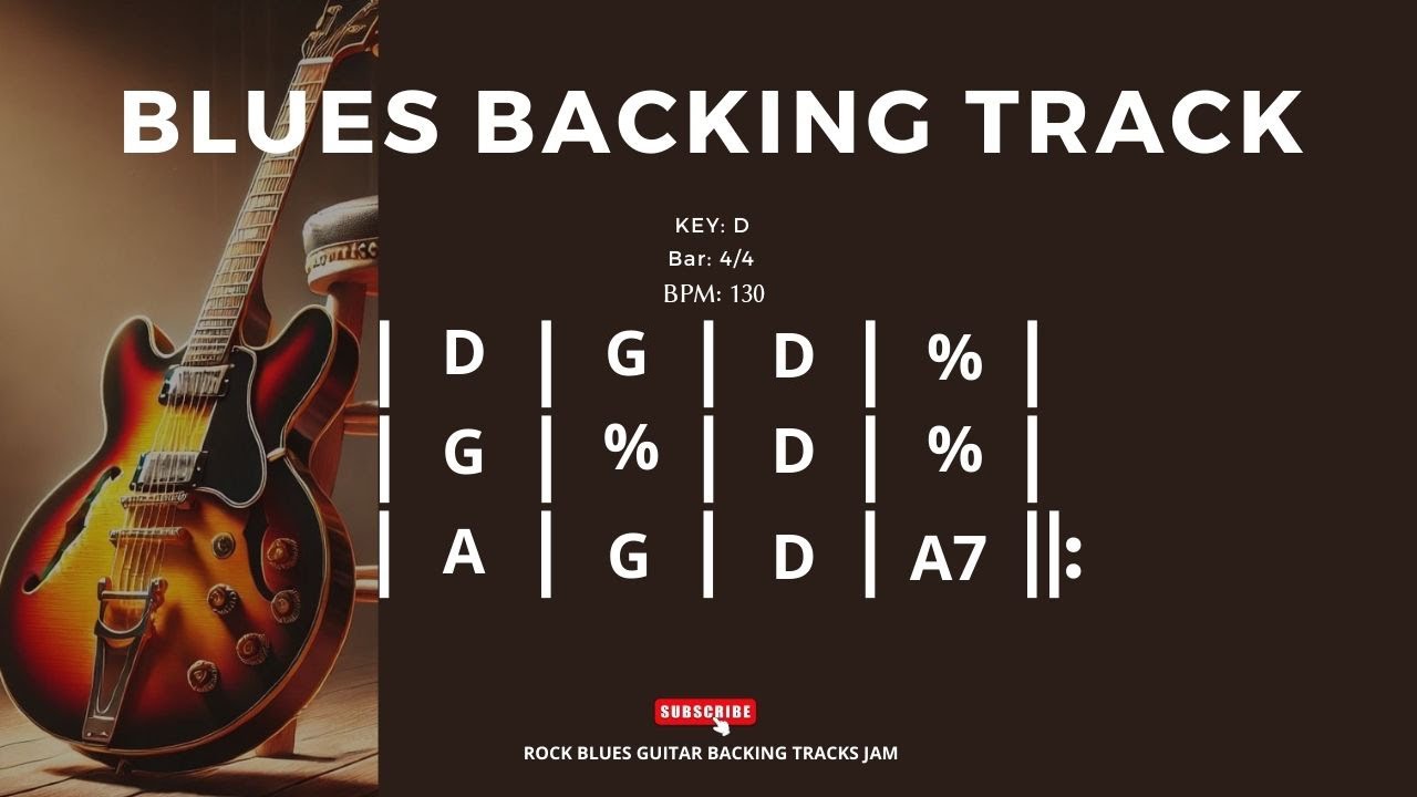 Shuffle Blues Backing Track in D 130 BPM