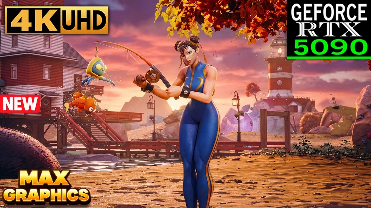 Fortnite Chun-Li Skin Gameplay | RTX 5090 ( 4K Max Settings + RTX ON )
