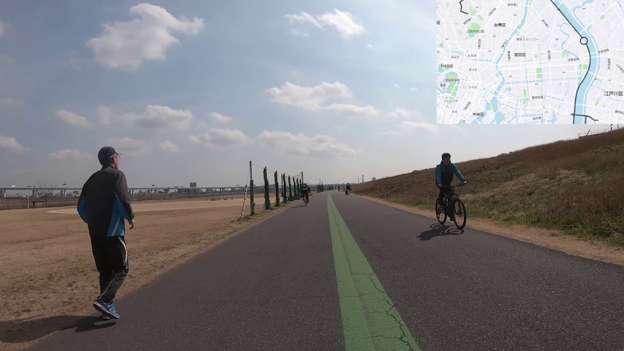 Arakawa cycling road Tokyo time lapse