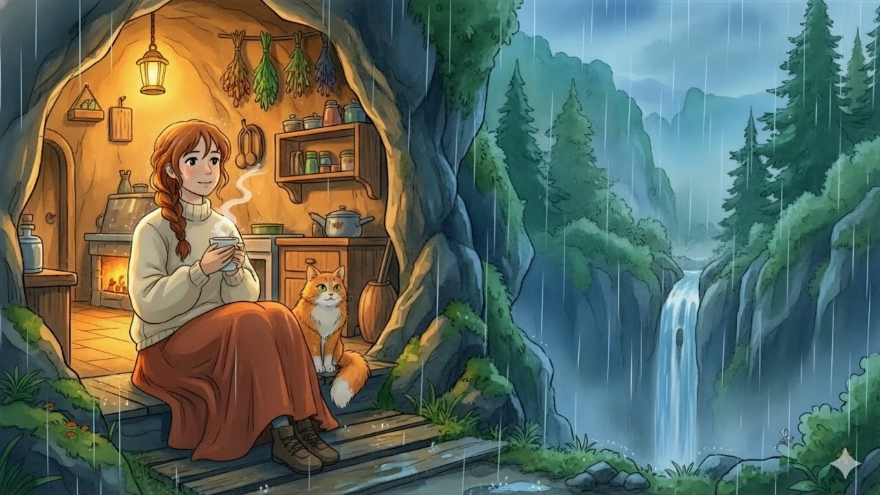 Living in a Mountain Cave 🌧️ Rainy Day ASMR | Cooking, Cleaning & Cozy Ambience