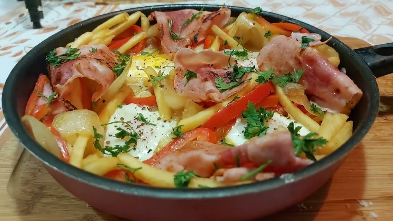 Ovos rotos com presunto